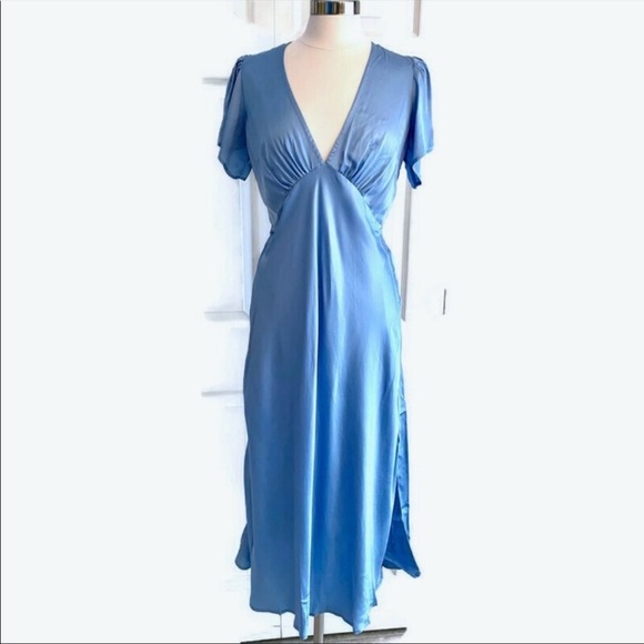 CAPULET blue Hermosa Bias Cut Midi Dress L - Picture 4 of 10